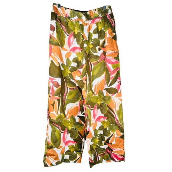 Tahari Size Medium Linen Tropical Pant Crop Travel Lightweight - Picture 1 of 6